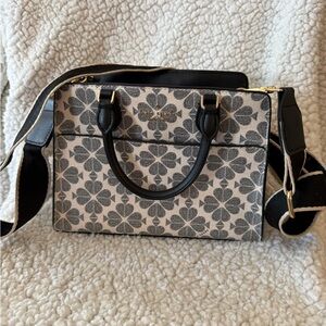 Kate Spade Black and Cream Floral Satchel